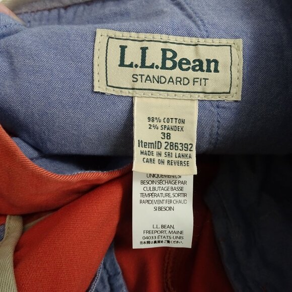 LL Bean Standard Fit Rust-Orange Chino Shorts Men Size 38 Cotton Spandex Blend - Picture 5 of 9